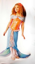 Girls Mermaid Blue Orange Halloween Costume Dress Medium 7 8 Large 10 12 NEW