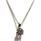 14k white gold .40ct I1 J round diamond pendant necklace 1.5g estate 18" — photo 4