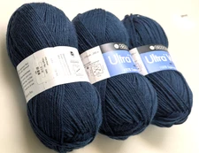 3 Berroco Ultra Wool Worsted 100% Superwash Merino 100gm/219yds 3363 Navy DS