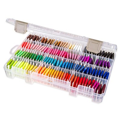 Floss Finder Box: Clear Sewing Organizer with 6 Compartments, 12 Dividers, Du...