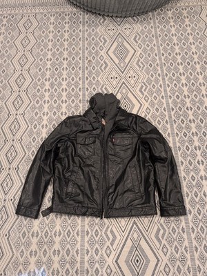Levi's Aero Black Leather Jacket Clothing Size XL