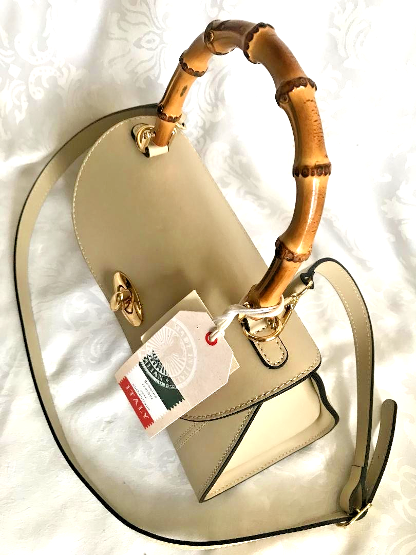 DIVINA FIRENZE -HANDMADE in ITALY - Genuine Leather Handbag Bamboo