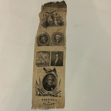 Authentic 1840 William Henry Harrison Presidential Campaign Silk Ribbon