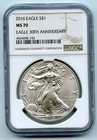 2016 American Silver Eagle MS70 Eagle 30th Anniversary NGC - GC617