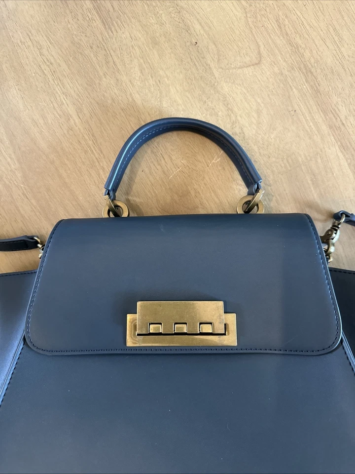 Bolso Bandolera/Asa Superior Azul Icónico Zac Posen Eartha Usado Correa Extraíble Foto 3 de 4
