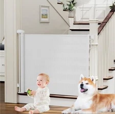 PRObebi Retractable Baby & Dog Gate - Extends to 54" Wide, 34" Tall - Stair