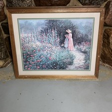 Bettie Zelder Framed Garden Women Floral Landscape Print Art Single Piece