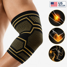 Copper Elbow Brace Compression Support Sleeve Arthritis Tendonitis Joint Pain US