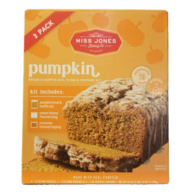 NEW Miss Jones Pumpkin Bread / Muffin Mix (3) 15 Ounce Bags Expiration 07/2027