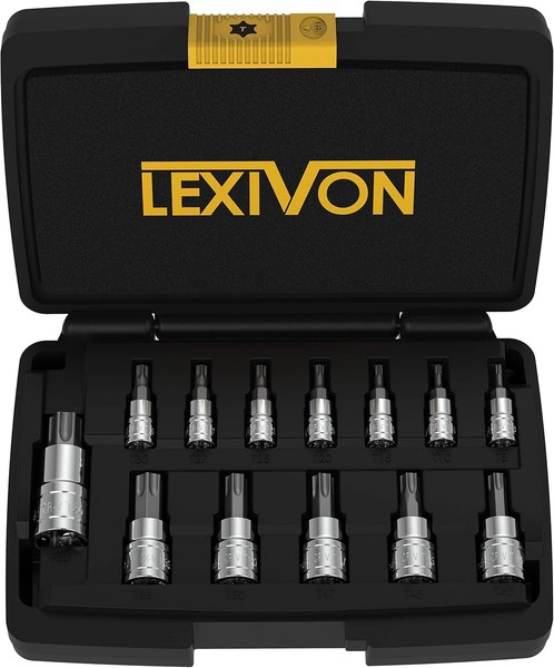 Lexivon Torx Bit SteckschlüSsel Set 12-Teilig T8 - T60 Bitsatz 1/4 3/8 1/2 Zoll-image