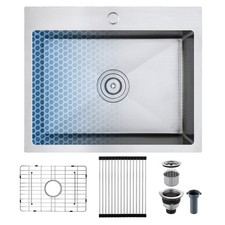 22x18x9 Inch Kitchen Sink, Handmade 304 Stainless Steel Single Bowl with a He...