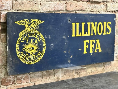Vintage 40"x16" Paris Illinois FFA Double Sided Wood Sign Vo-Ag While At Work