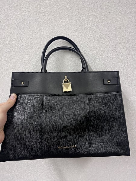 Michael Kors Hamilton Handtasche – Schwarz/Gold – Top Lederzustand