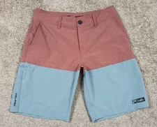 Pelagic Deep Sea Hybrid Shorts Mens Performance Bottoms Size 32 Red Gray