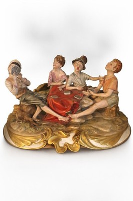 Dino Bonalberti Capodimonte Card-Playing Scene - Excellent condition