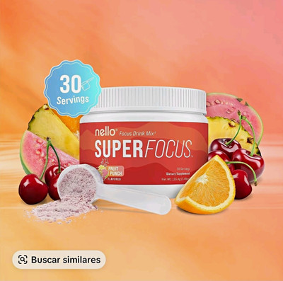 nello SuperFocus Focus Drink Mix Fruit Punch, Caffeine 100mg, 30 Servings 5.57oz