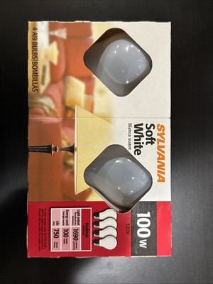 NEW 4 Pack Sylvania Soft White 100 Watt Light Bulbs NOS Old Style