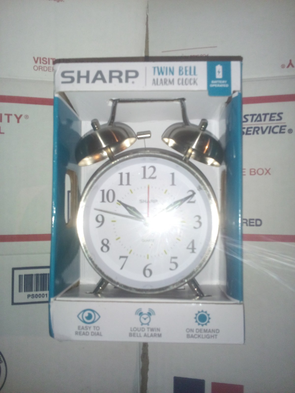 SHARP Twin Bell Quartz Analog Alarm Clock, Silver Brushed Me