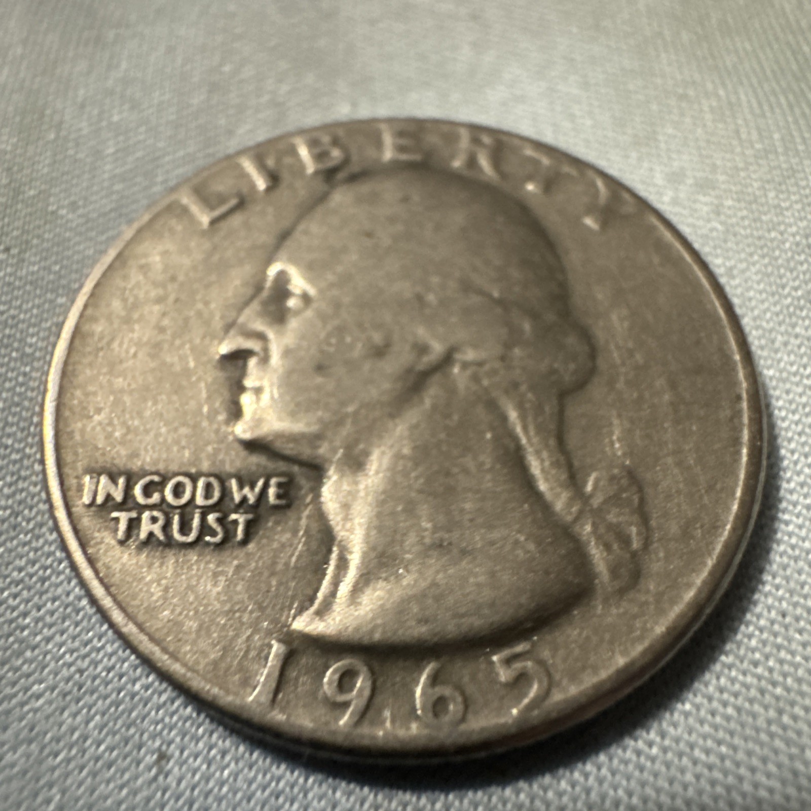 1965 No Mint Mark Washington Quarter. Rim, Lettering And Centering Errors. Nice