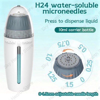 Hydra Needle 24 Derma Stamp, Adjustable Microneedling Pin Length 0~1.5mm
