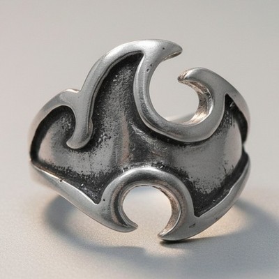 Sterling Silber Tribal Ring 925 Abstrakt Tattoo Stil Statement Schmuck