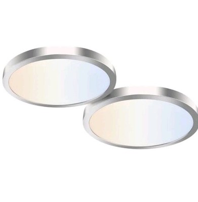Hykolity 2-Pack 12'' LED Flush Ceiling Light - 24W Selectable 3CCT Brushed Nickel
