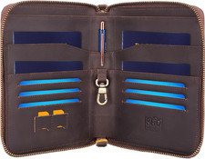 Lorenzo Full Grain Leather Family Passport Wallet for 4, Large Travel Document O