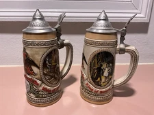 Anheuser Busch Budweiser Steins  "A"  & “E” Series Vintage Brazil 2 Pc Set
