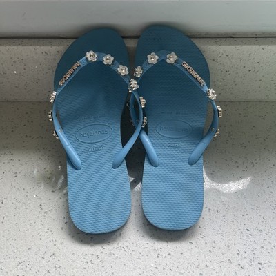 HAVAIANAS Charm Crystal Flip Flops Damen Sommer Lavendel Blau sehr guter Zustand 41 42 A11