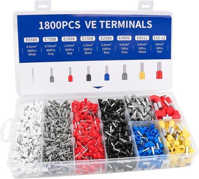 1800PCS Tinned Copper Insulated Ferrules Wire Connectors Kit