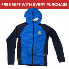 European Tour 2023 Medium Hybrid Quilted Golf Jacket Navy Royal Blue Lightweight
