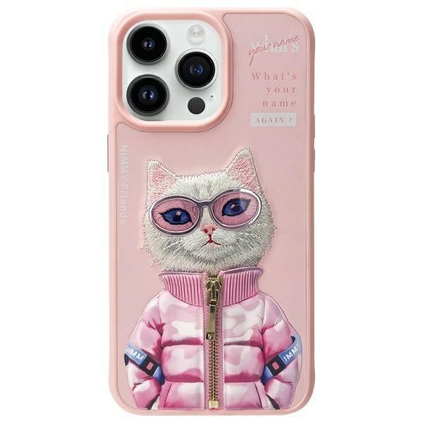 Coque iPhone 15 Pro Max Nimmy Chat Rose pour Sorties et Selfies