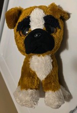 Ty Beanie Boos Brutus the Boxer Dog 6-inch Brown Plush with Orange Glitter Eyes
