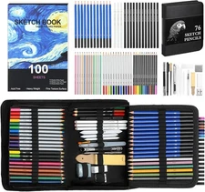 176 PCS Art Supplies Sketching Kit with 3-Color Sketchbook Drawing Pencils