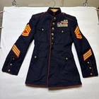 Vtg Military Marine Wool Dress Blues w/pins Patches WWII & Korean War Sz 38R