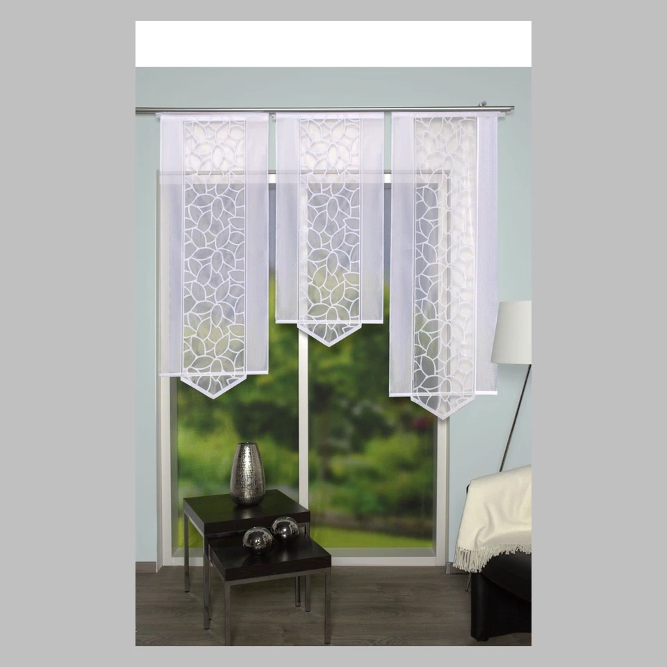 BLÄTTER Flächenvorhang Schiebegardine Schiebevorhang transparent Jacquard - Bild 3 von 4