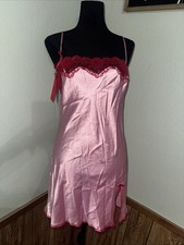 Victoria's Secret Satin Mini Slip Dress M Pink Red Nightie Coquette Romance Y2K