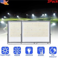 2 Pack 400W Security Floodlights 48000Lm Outdoor Yard Garden Exterior Security