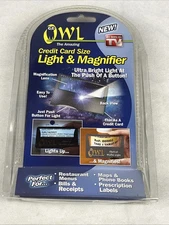 As Seen On TV OWL Credit Card Size Light & Magnifier Fits In Wallet Bright Light