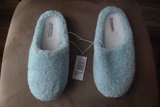 Dearfoams Women's Memory Foam Slippers Microfiber Terry Clog, Sz Med 7-8 blue