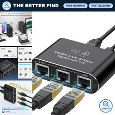 Ethernet Splitter 1 to 3, 1000Mbps Gigabit LAN Adapter, High-Speed RJ45 Network