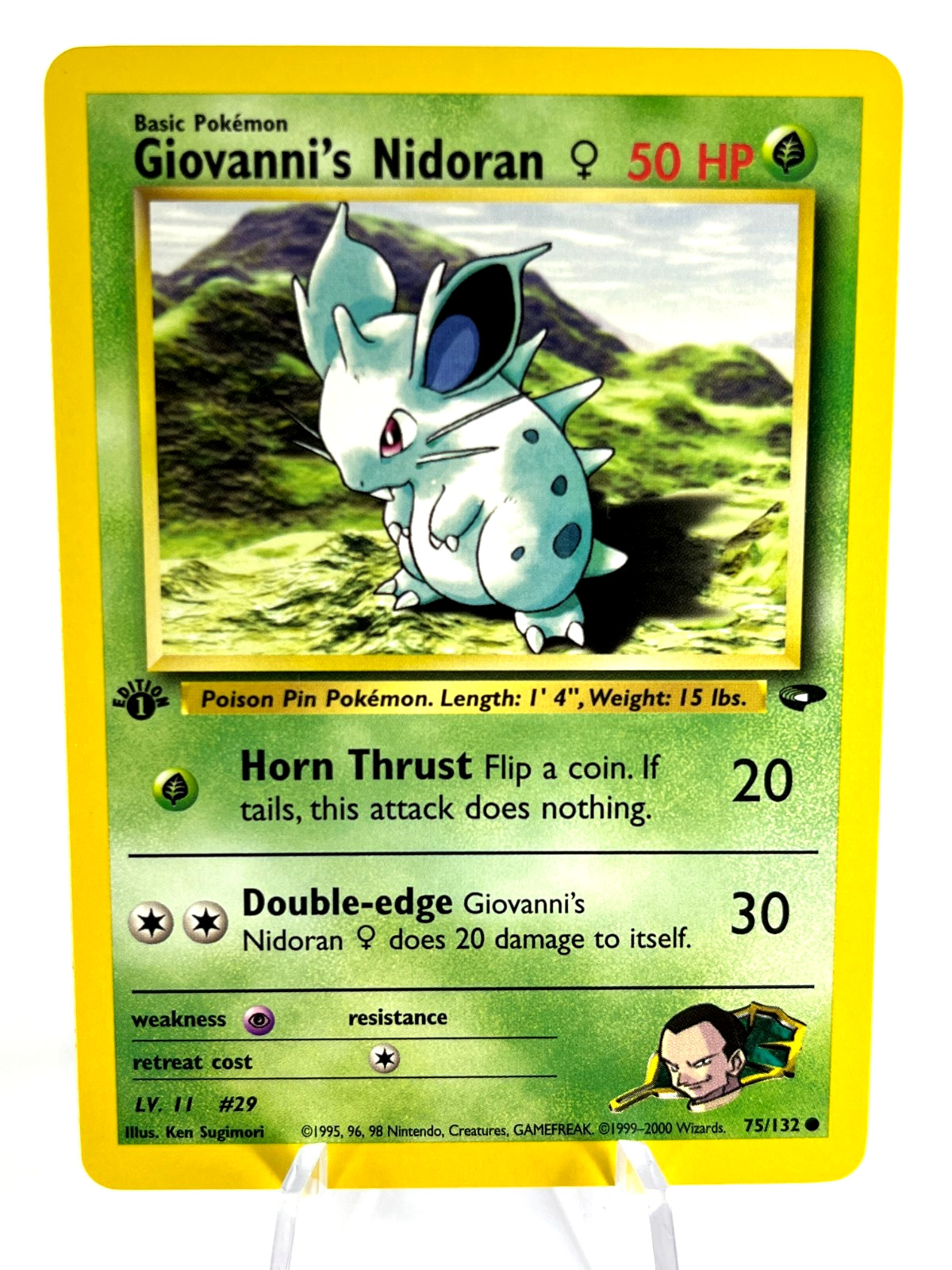1st Edition Giovanni's Nidoran 75/132 - Gym Challenge - Common - Pokemon - NM