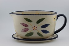 Temptations Old World Confetti Gravy Boat w/ Lid-It tray Ceramic 16 oz