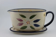 Temptations Old World Confetti Gravy Boat w/ Lid-It tray Ceramic 16 oz