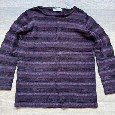 Vintage Valerie Stevens Sweater Medium Purple 90s Y2K Stripe Wool Blend Textured