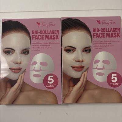 Bio-Collagen Face Mask (10 Ct ), Deep Collagen Anti-Wrinkle Lifting Mask Lot Of2