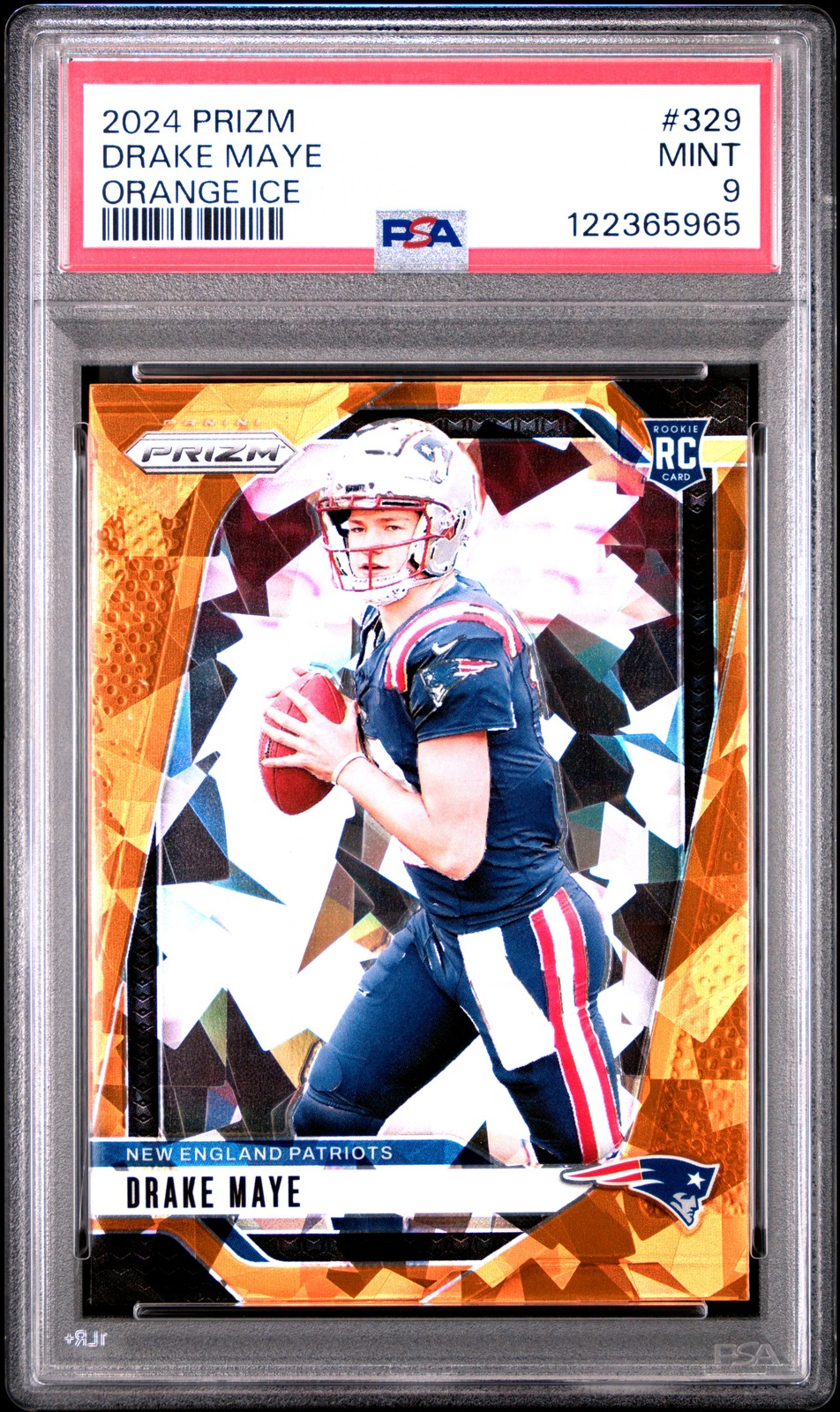 2024 Panini Prizm #329 Drake Maye Orange Ice PSA 9