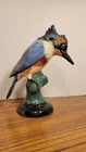 Weller Pottery 8.5" Kingfisher Bird Flower Frog Figurine 1915 Antique, Excellent