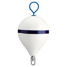 Polyform 17" CM Mooring Buoy w/Galvanized Iron - White Blue Stripe