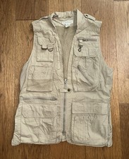 VTG 1986 BANANA REPUBLIC Cargo Utility Vest Fishing HUNTING Safari Tan Cotton